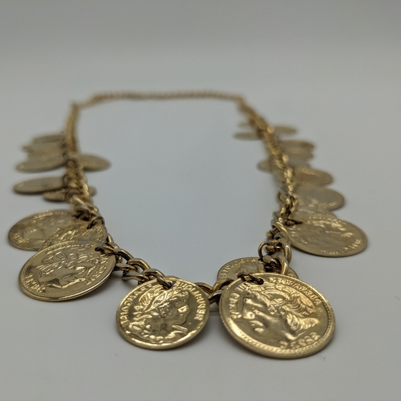 MULTI COIN DETAIL CHUNKY STATEMENT NECKLACE - Picture 6 of 7